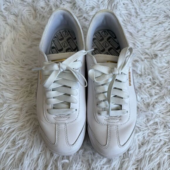 Puma Roma Amour White Leather Platform Sneakers with Iridescent Accent Size 7.5 - Picture 4 of 10